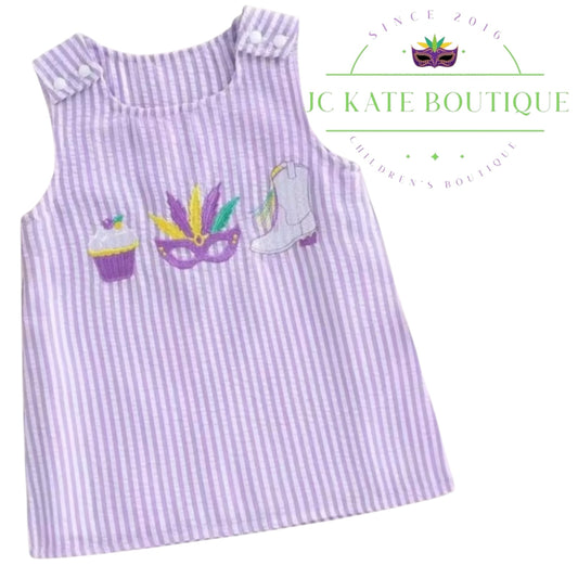 Sleeveless Mardi Gras Embroidered Overall Dress