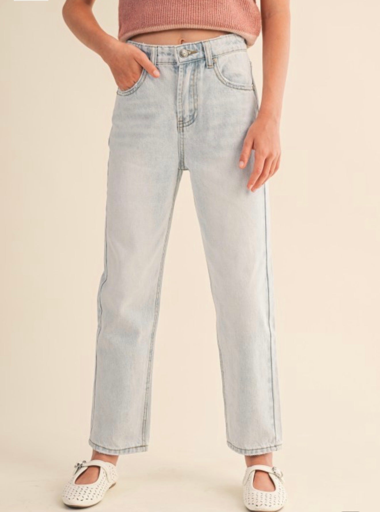 Tween Kids Girls Straight Leg Denim Pants
