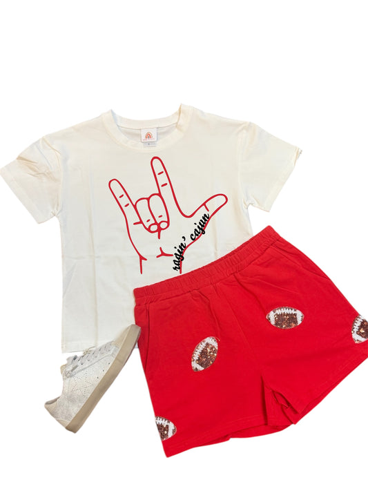 Game Day Football Shorts in Red