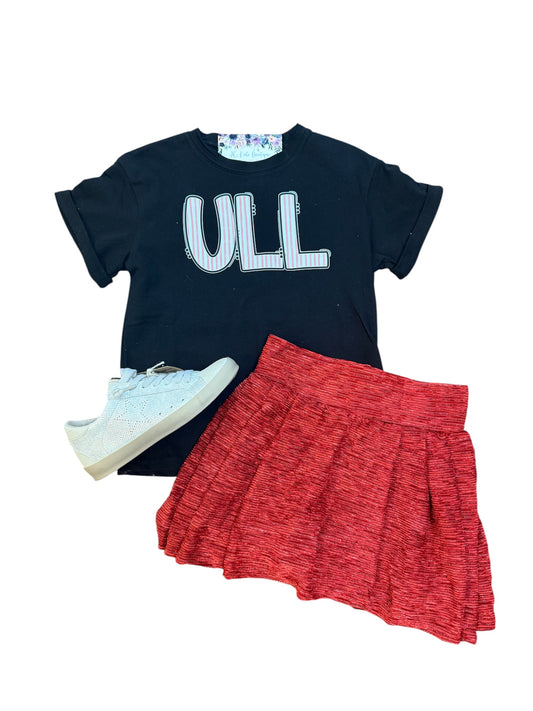 Metallic Rib Skort in Red