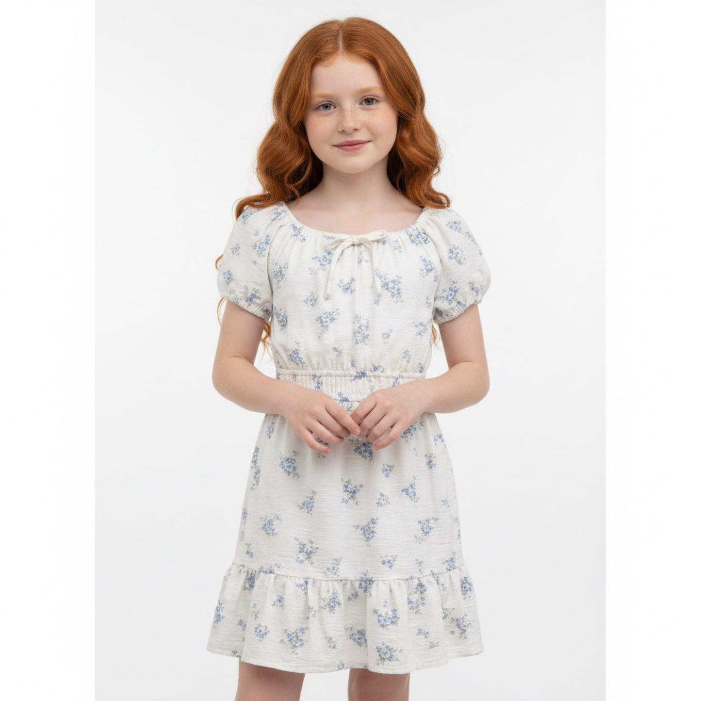 Ivory Blue Floral Dress