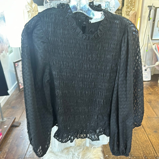 Black Smock Long Sleeve Top