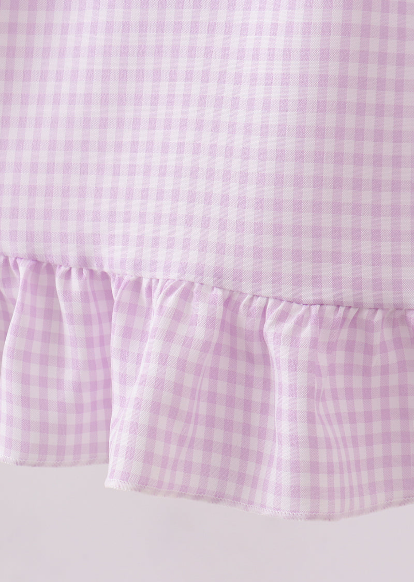 PURPLE SCALLOPED COLLAR LACE GINGHAM RUFFLE DRESS