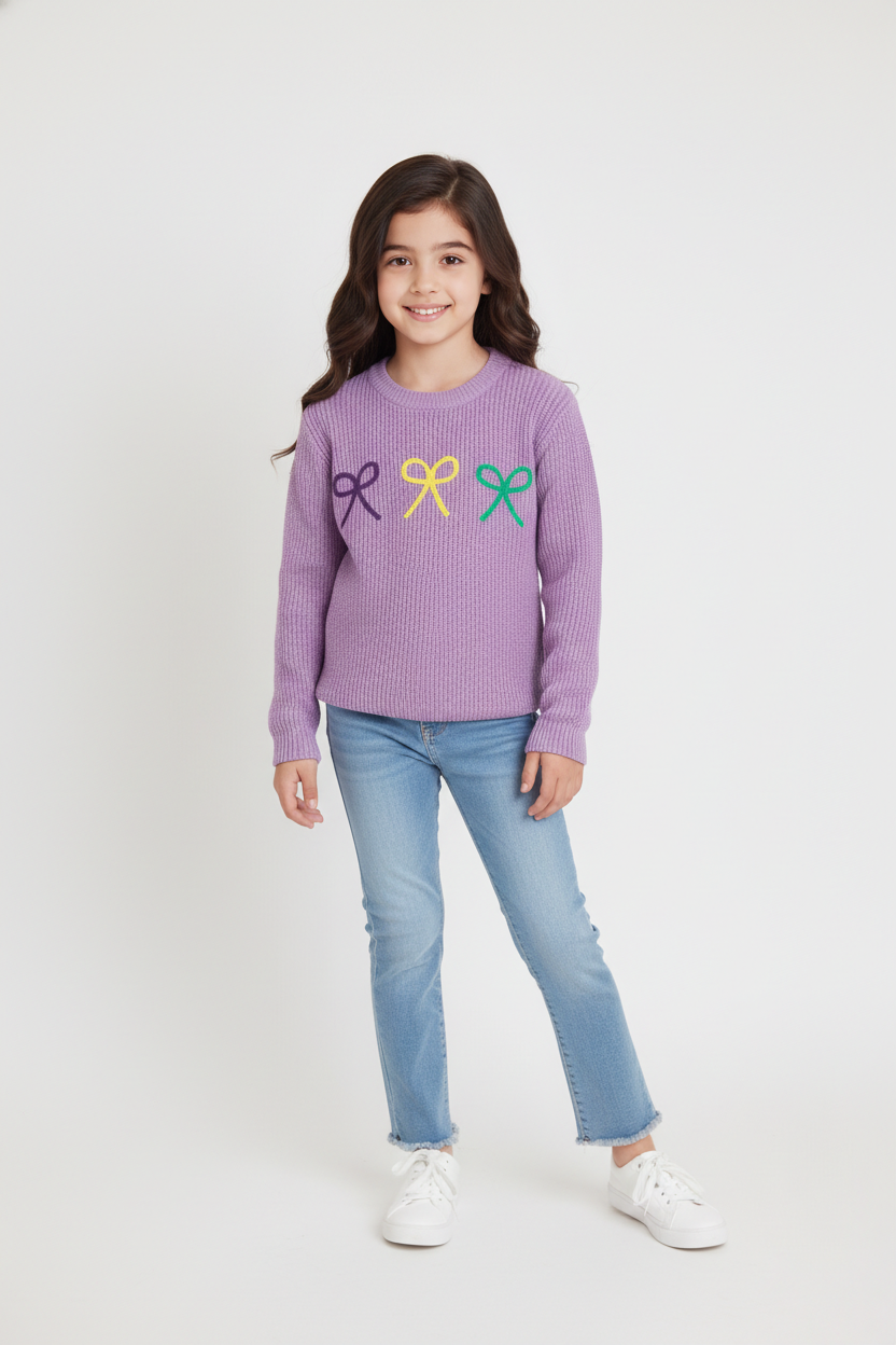 Lavender bows sweater