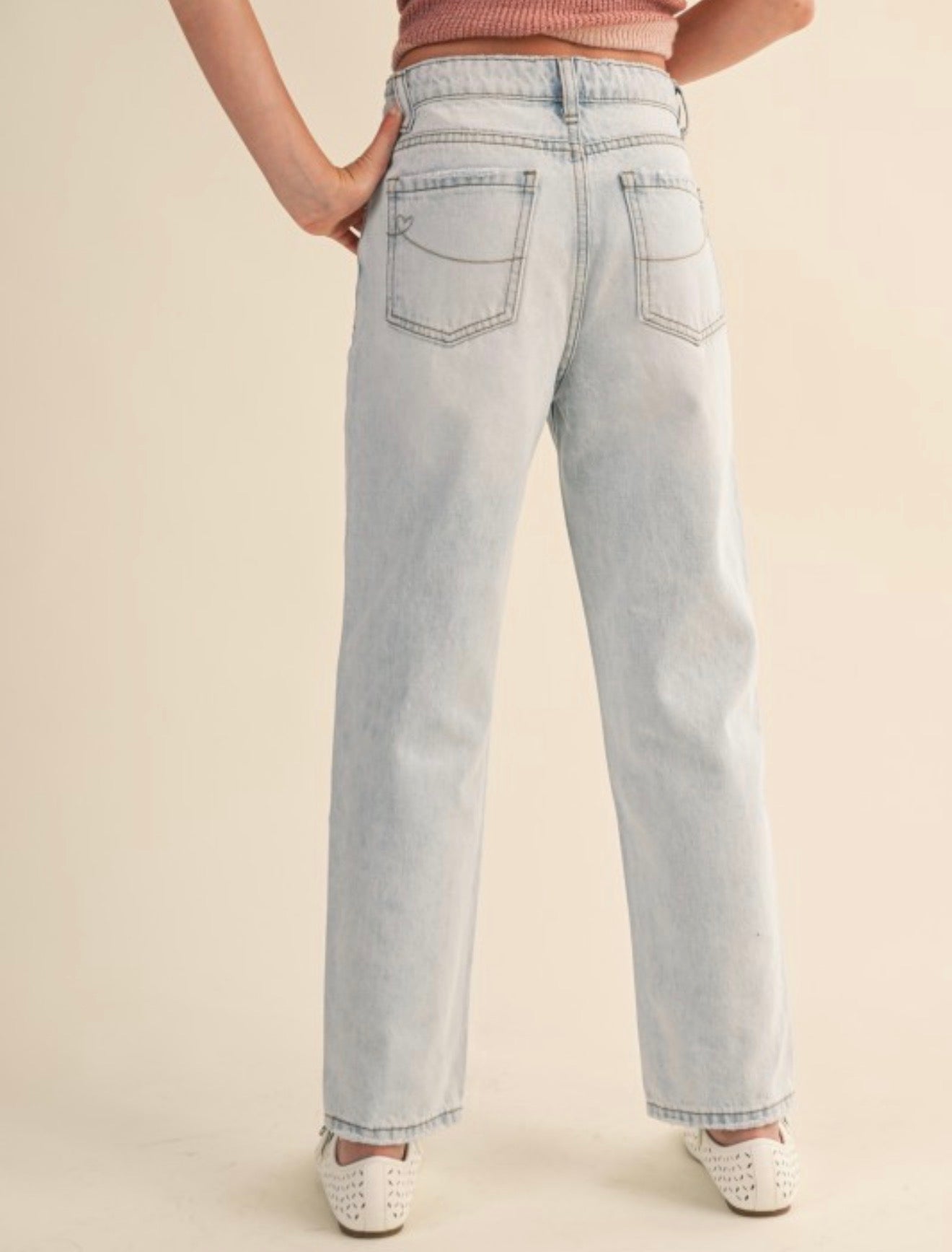 Tween Kids Girls Straight Leg Denim Pants