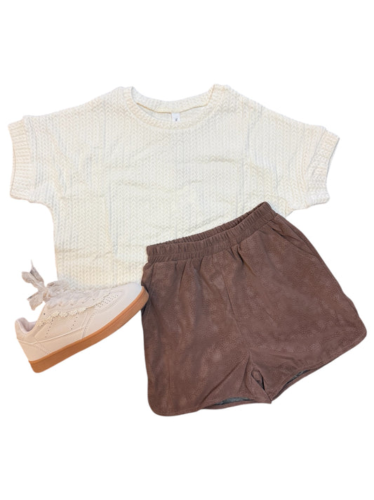 Mocha Faux Suede Jogger Shorts