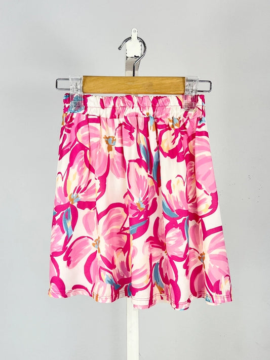 Girls Floral Skirt in Fuchsia
