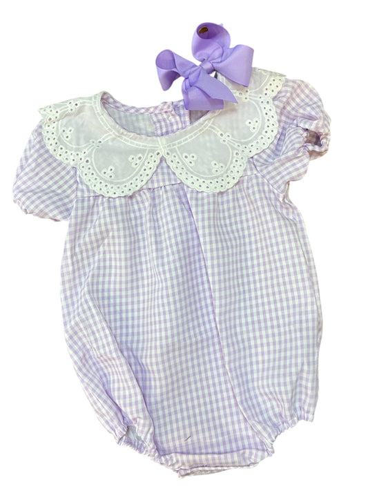 PURPLE WOVEN LACE GINGHAM BUBBLE