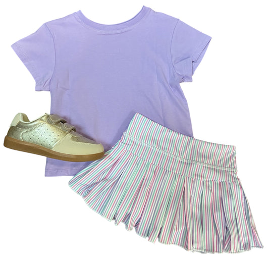 Pastel Stripe Mini Pleat Skort