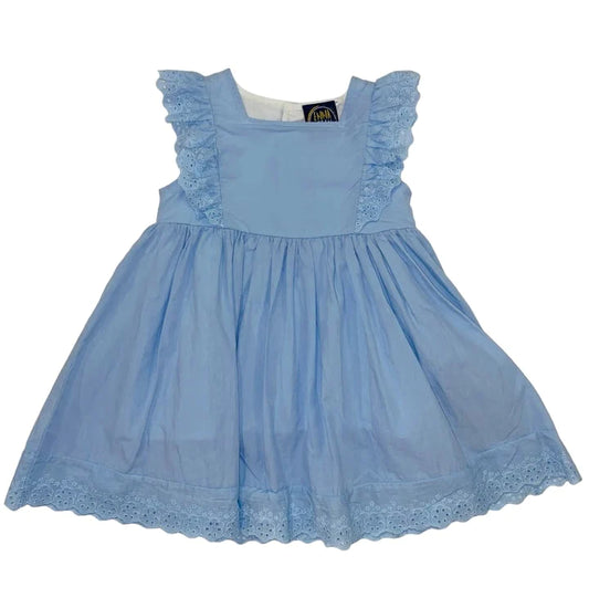 Everly Blue Dress with Eyelet Lace