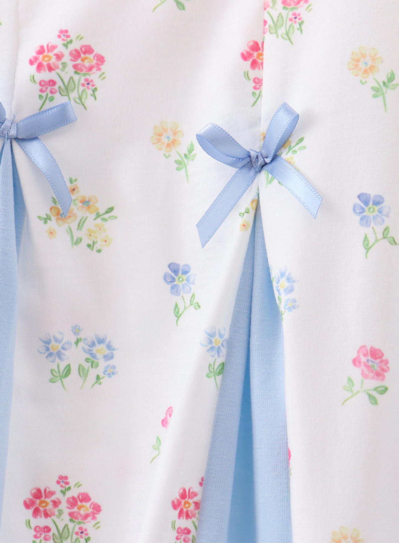 BLUE FLORAL BOW RUFFLE DRESS