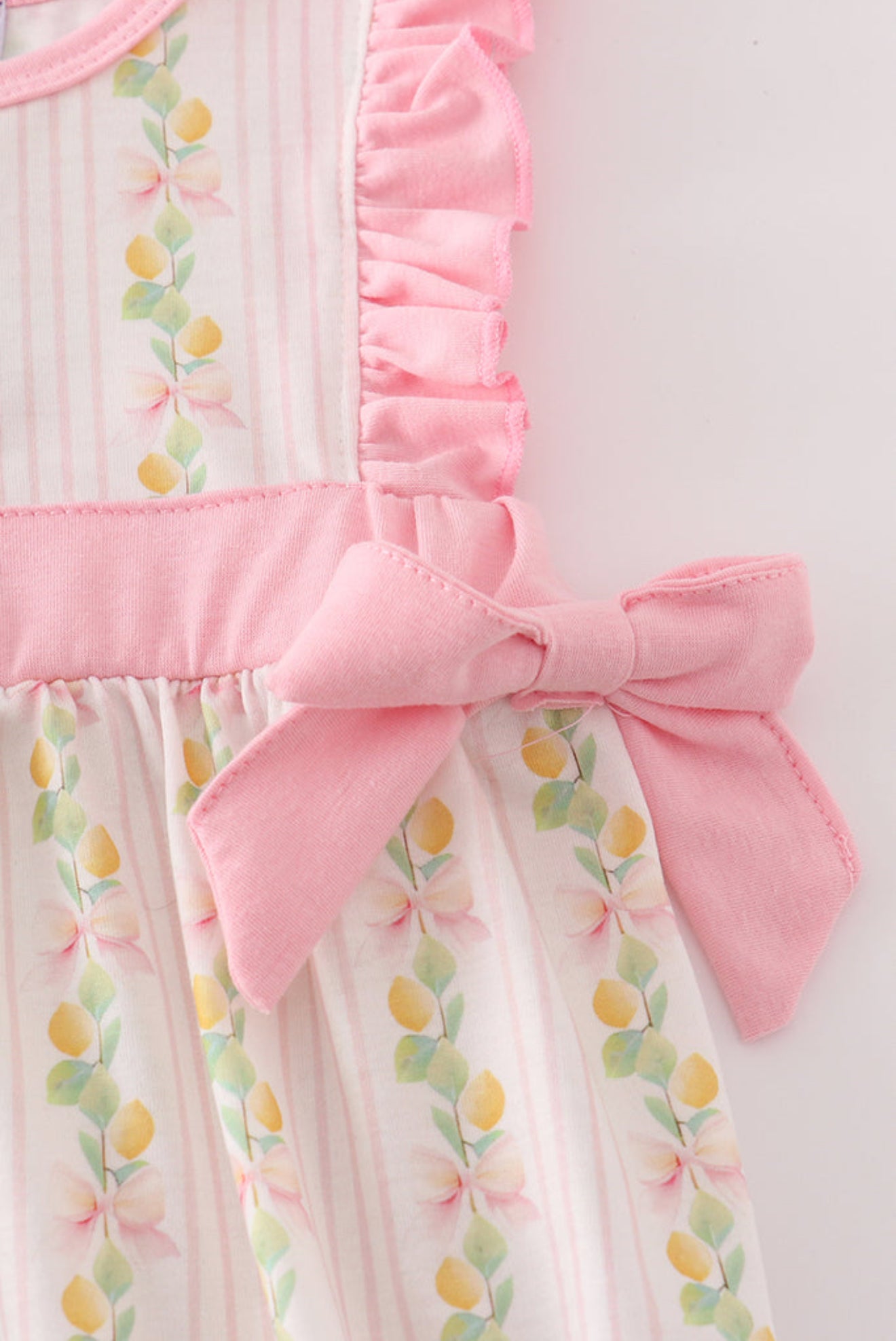 PINK LEMON PRINT BOW RUFFLE BUBBLE