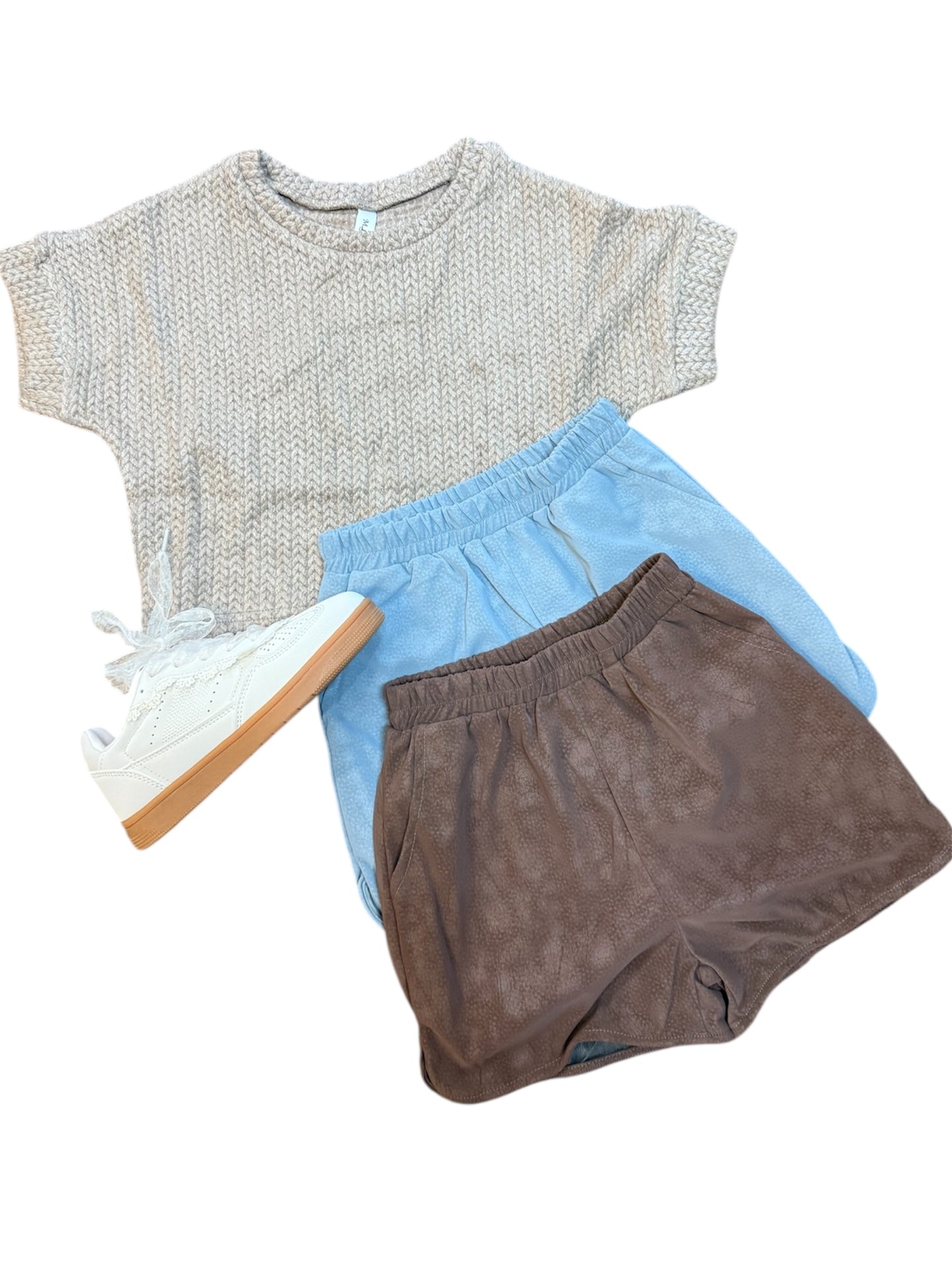Taupe Oversize Half-Sleeve Sweater