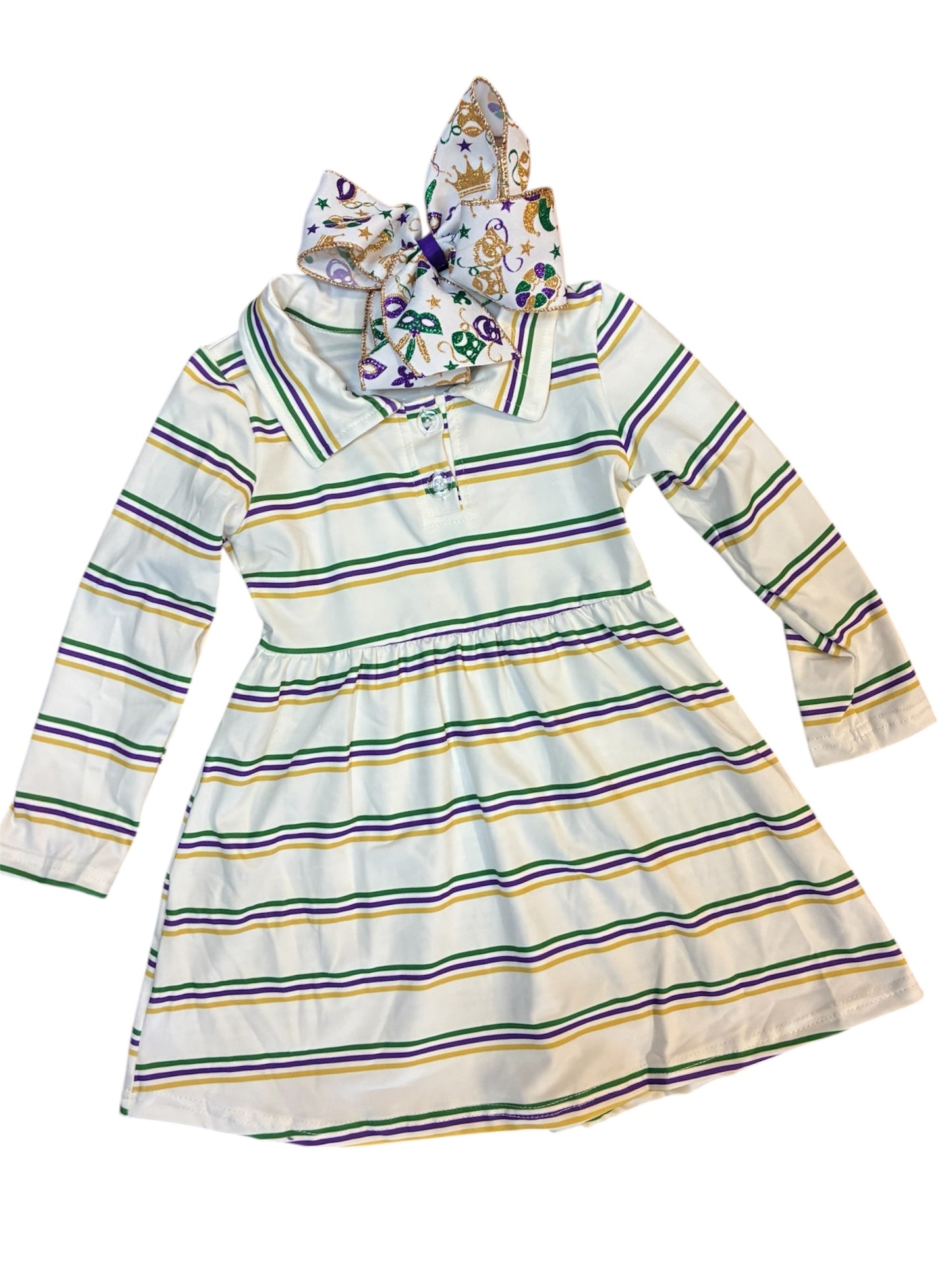 Green Yellow Purple Girls Mardi Gras Polo Dress