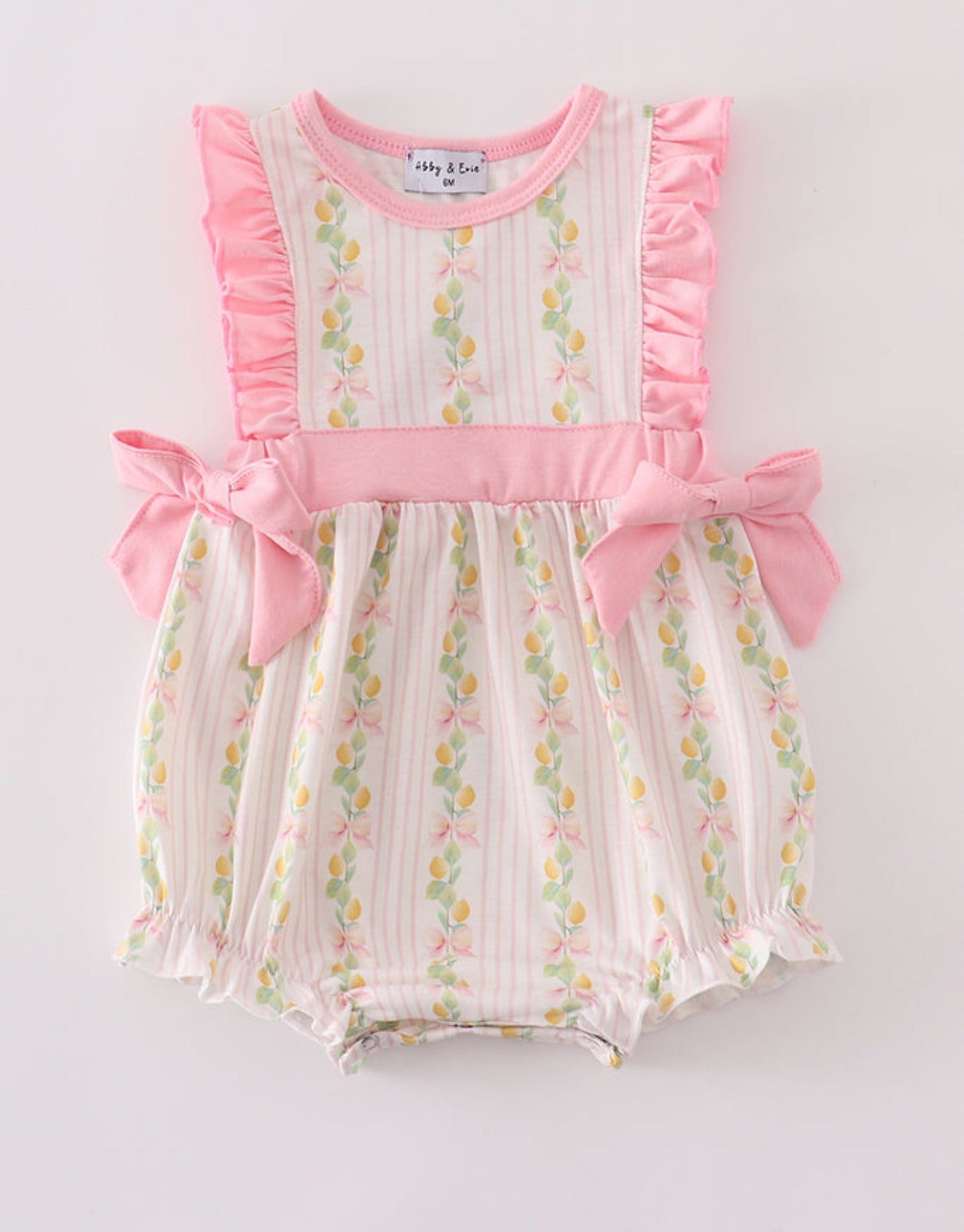 PINK LEMON PRINT BOW RUFFLE BUBBLE