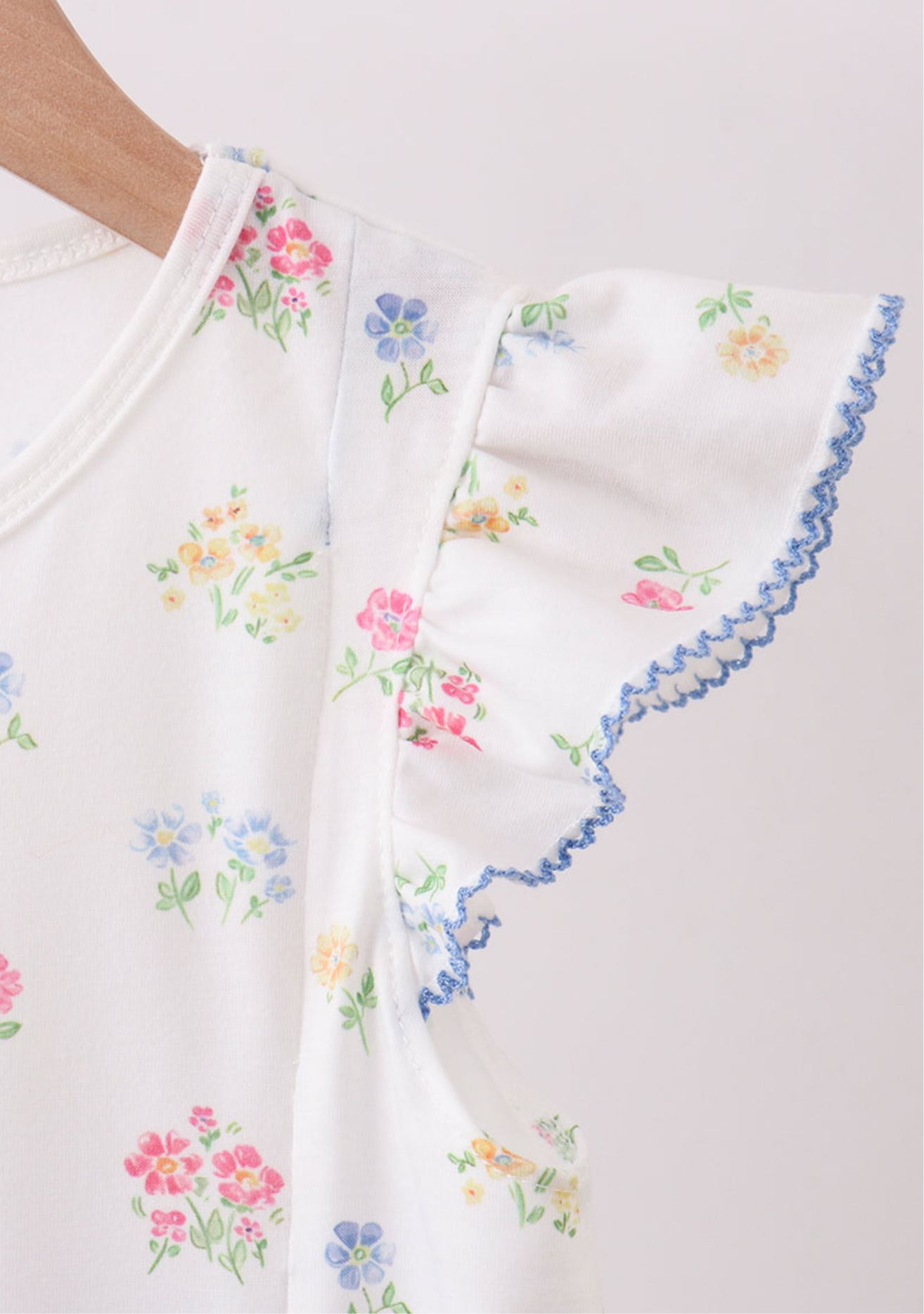 BLUE FLORAL BOW RUFFLE DRESS