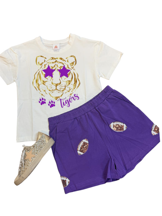 Game Day Football Shorts in Purple