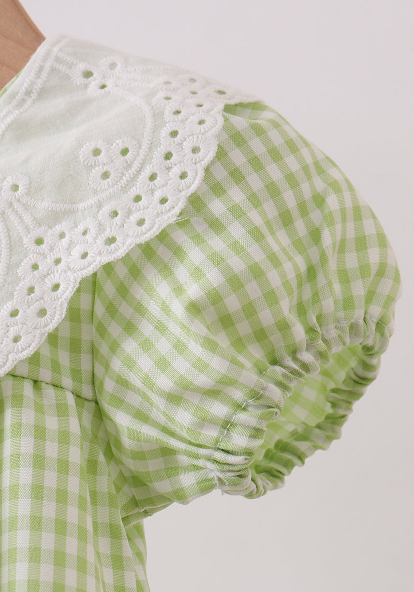 Green WOVEN LACE GINGHAM BUBBLE