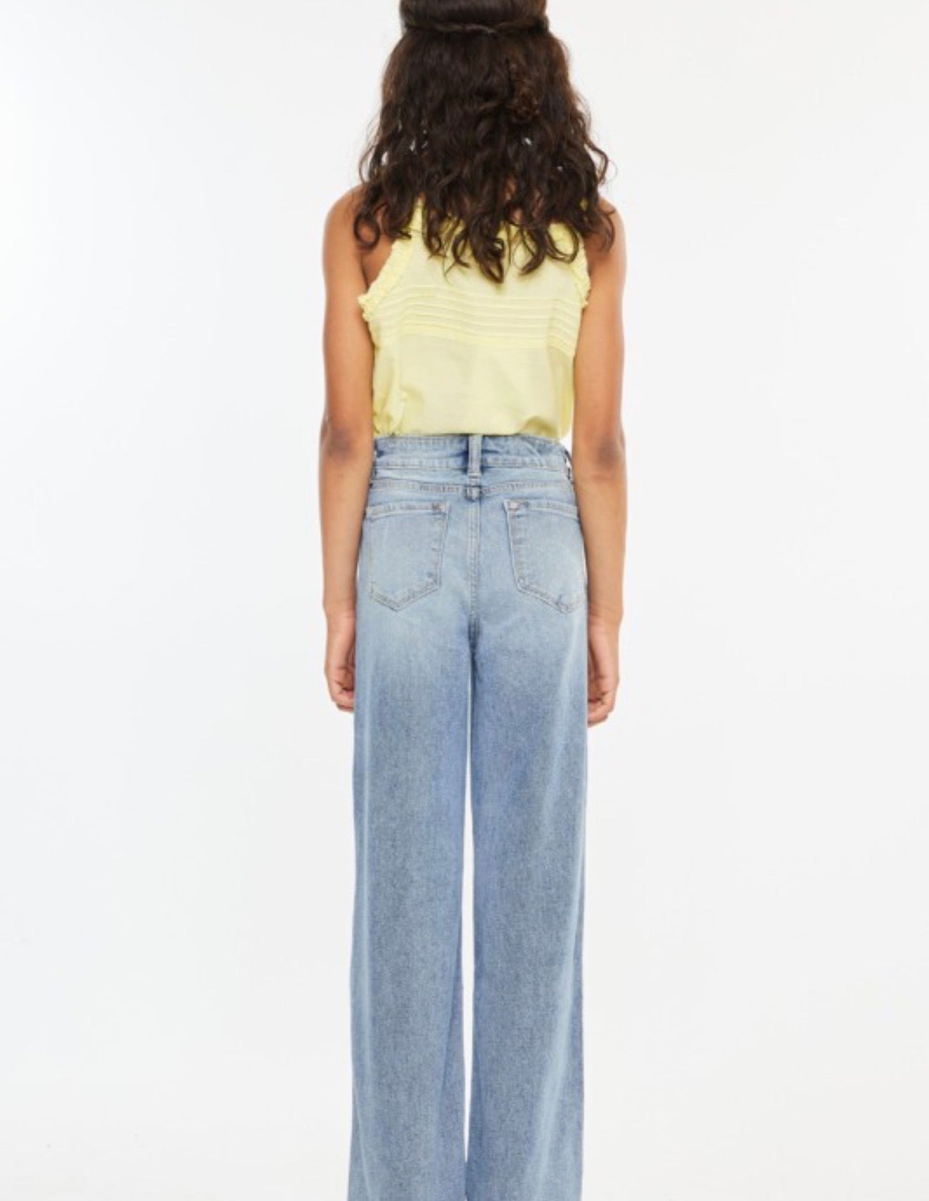 High rise slim wide leg