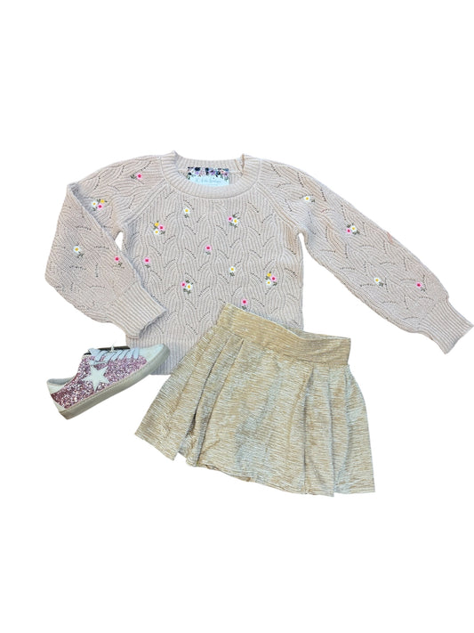 Metallic Rib Skort in Camel