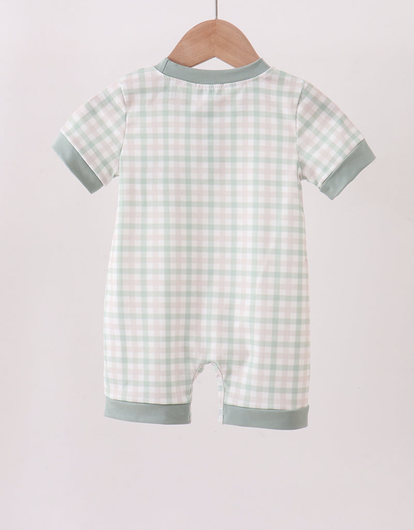 SAGE PLAID POCKET ROMPER