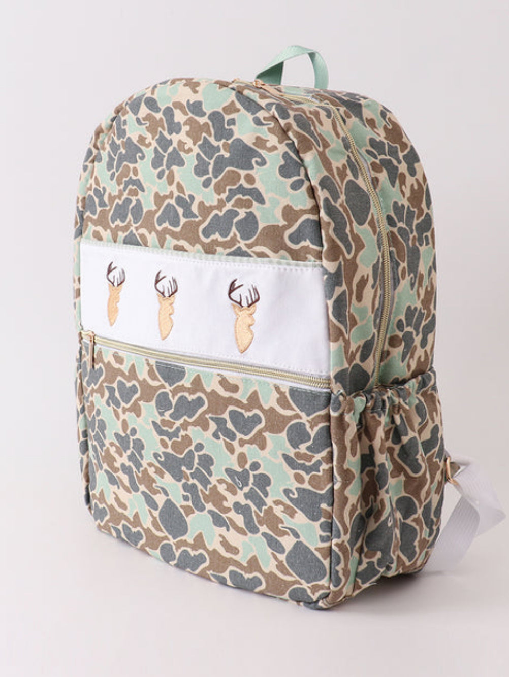 GREEN CAMOUFLAGE DEER APPLIQUE BOY BAG