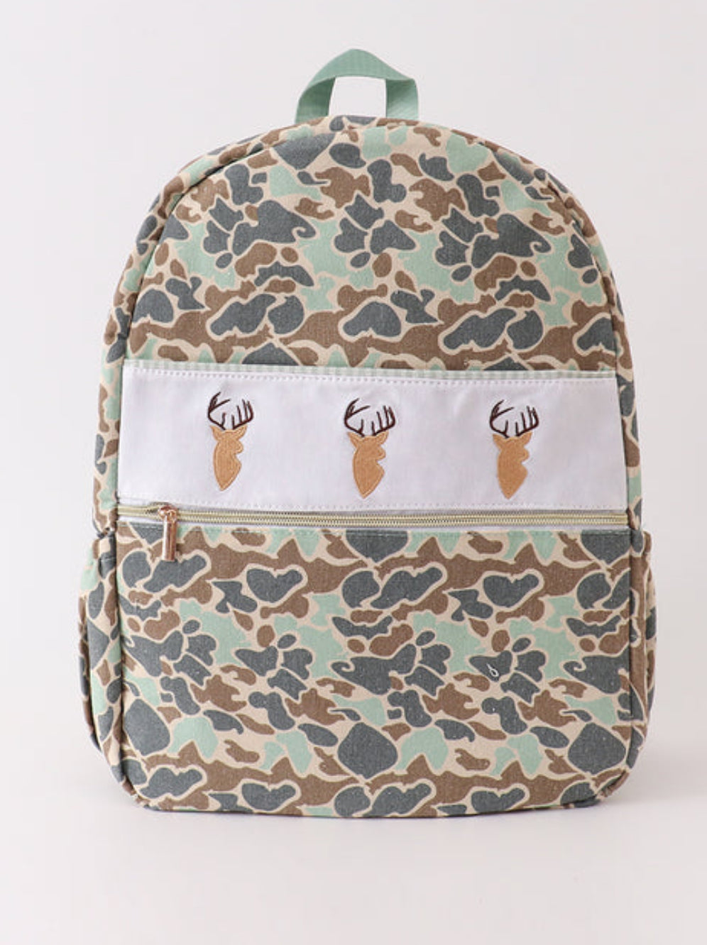 GREEN CAMOUFLAGE DEER APPLIQUE BOY BAG