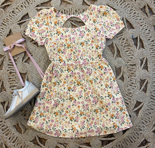 Cream Floral Corduroy Dress