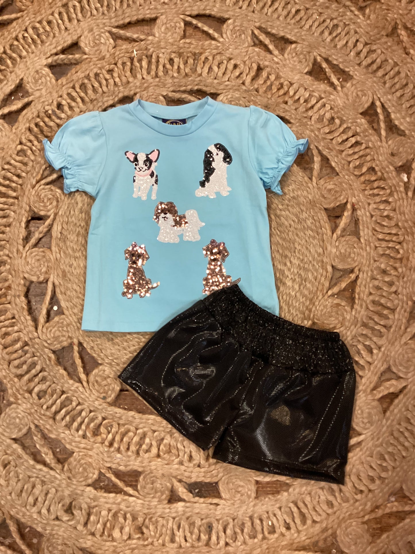 Puppy Applique Girls Sequin Top