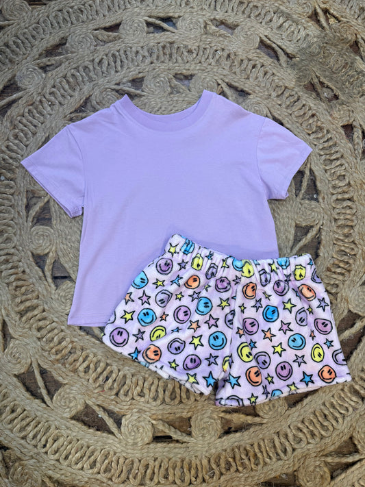 Smiley Face/Star Fluffy Pajama Shorts