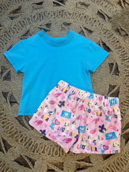 Louisiana Fluffy Pajama Shorts
