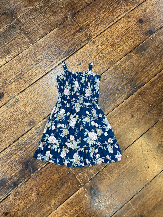 Blue Floral Sleeveless Dress