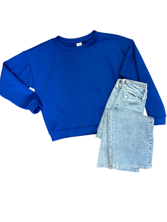 Solid royal blue Scuba top
