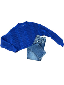 Knitted sweater in cobalt blue