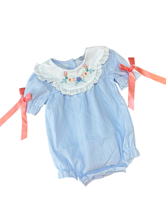 Blue jacquard floral embroidery bubble