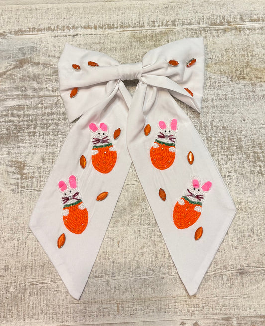 EASTER BUNNY THEME BOW BARRETTE HAIR CLIP