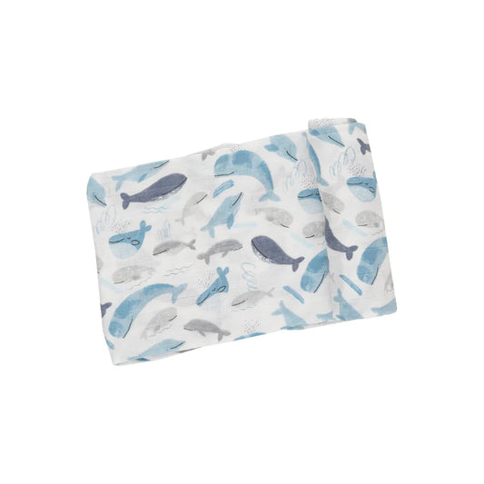 Blue Whales Muslin Swaddle