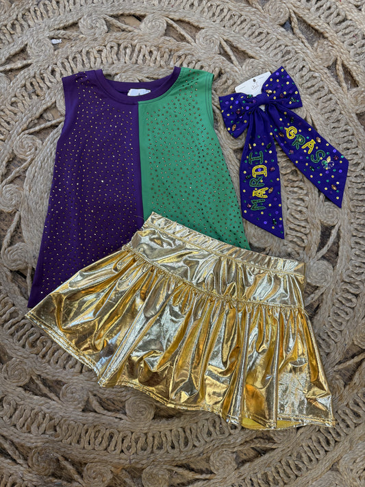 Color Block crystal top Mardi Gras