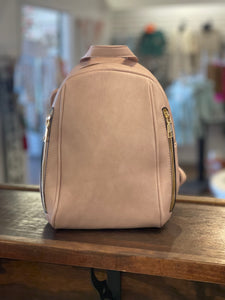 Pink side zip backpack