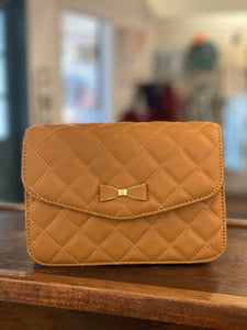 Small tan quilted crossbody