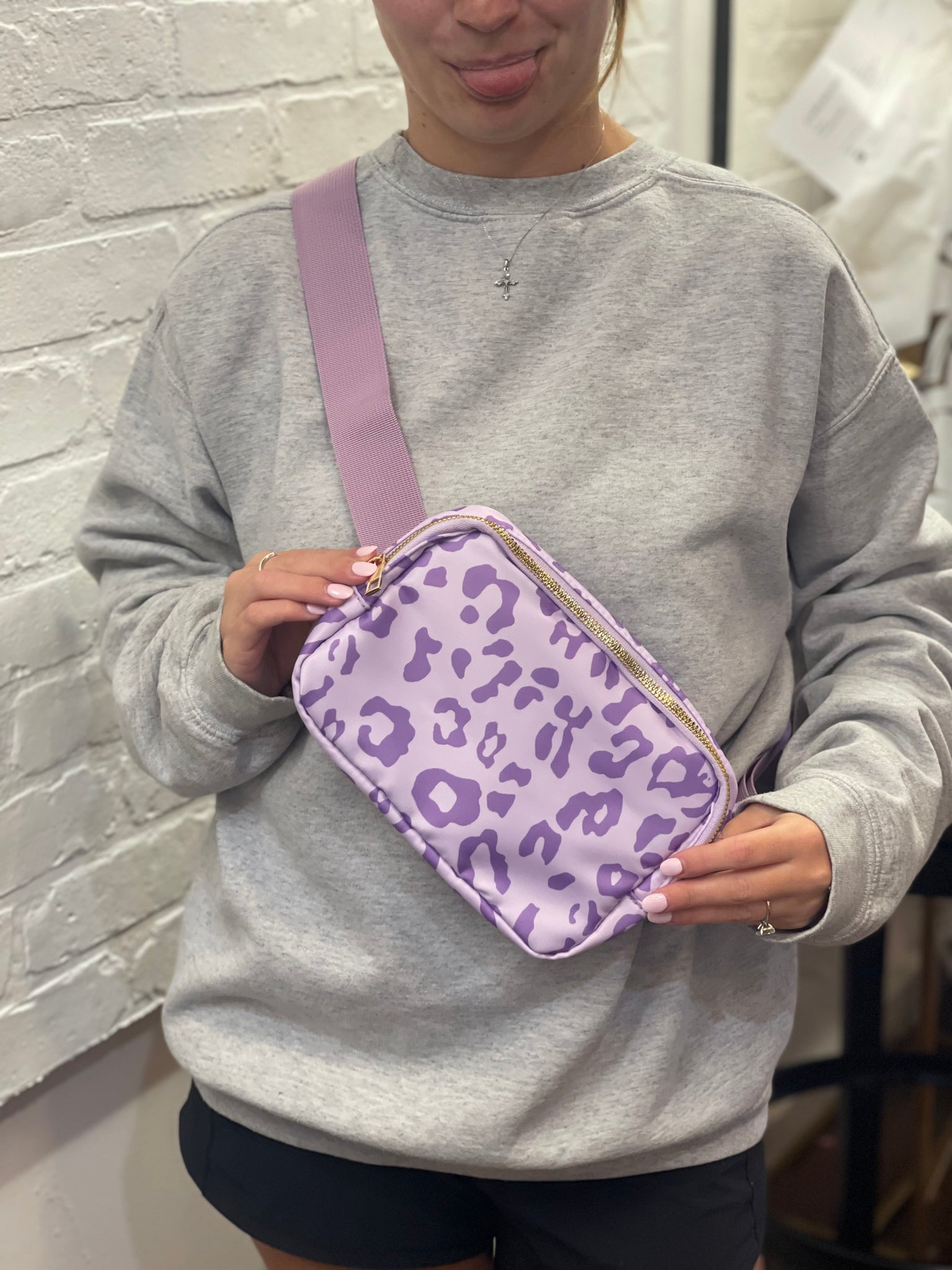 Lavender Cheetah belt bag