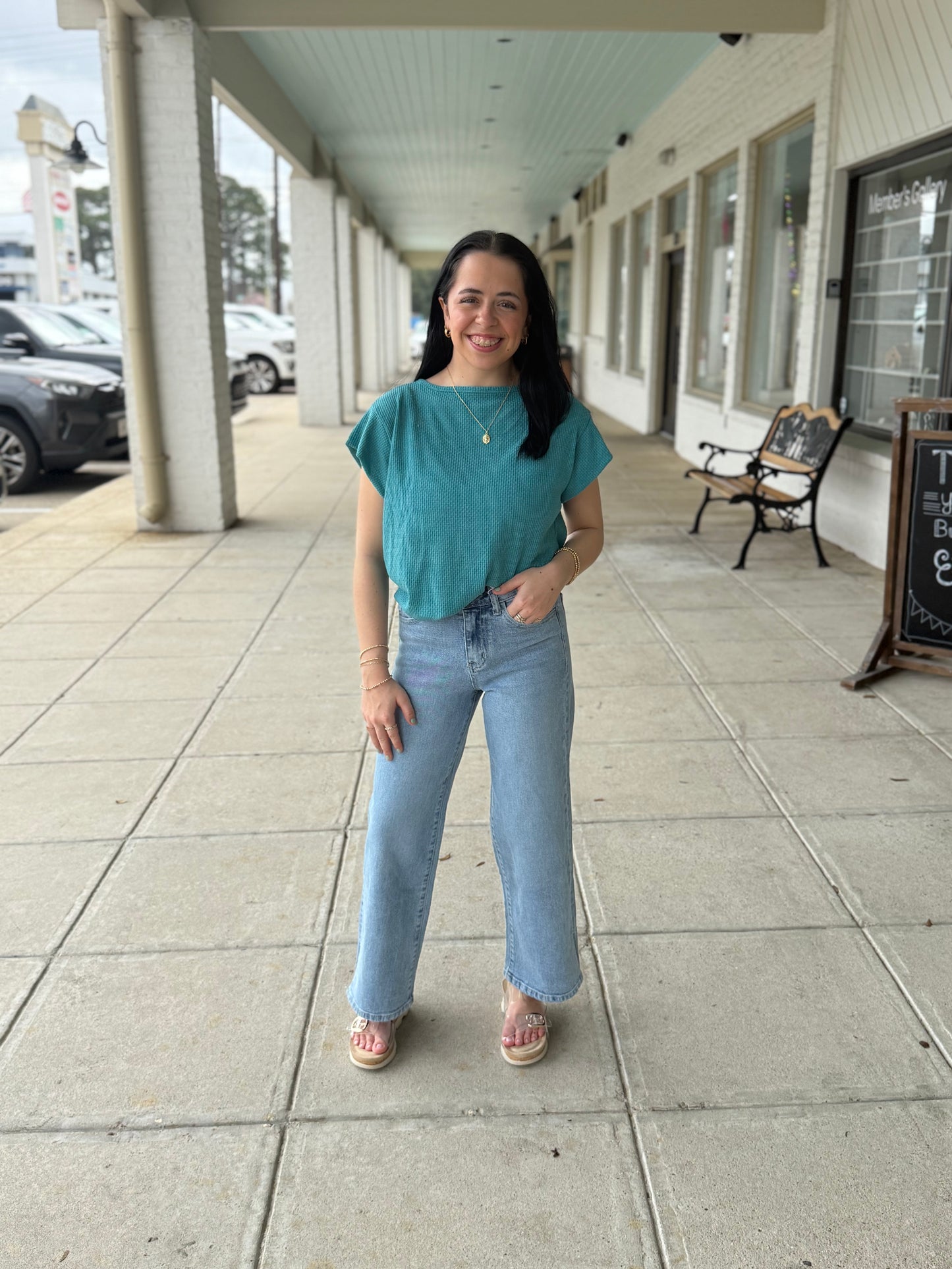 Cap Sleeve Top in teal