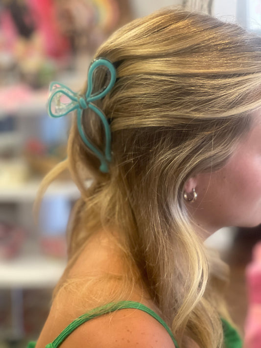 Teal Bow Clip