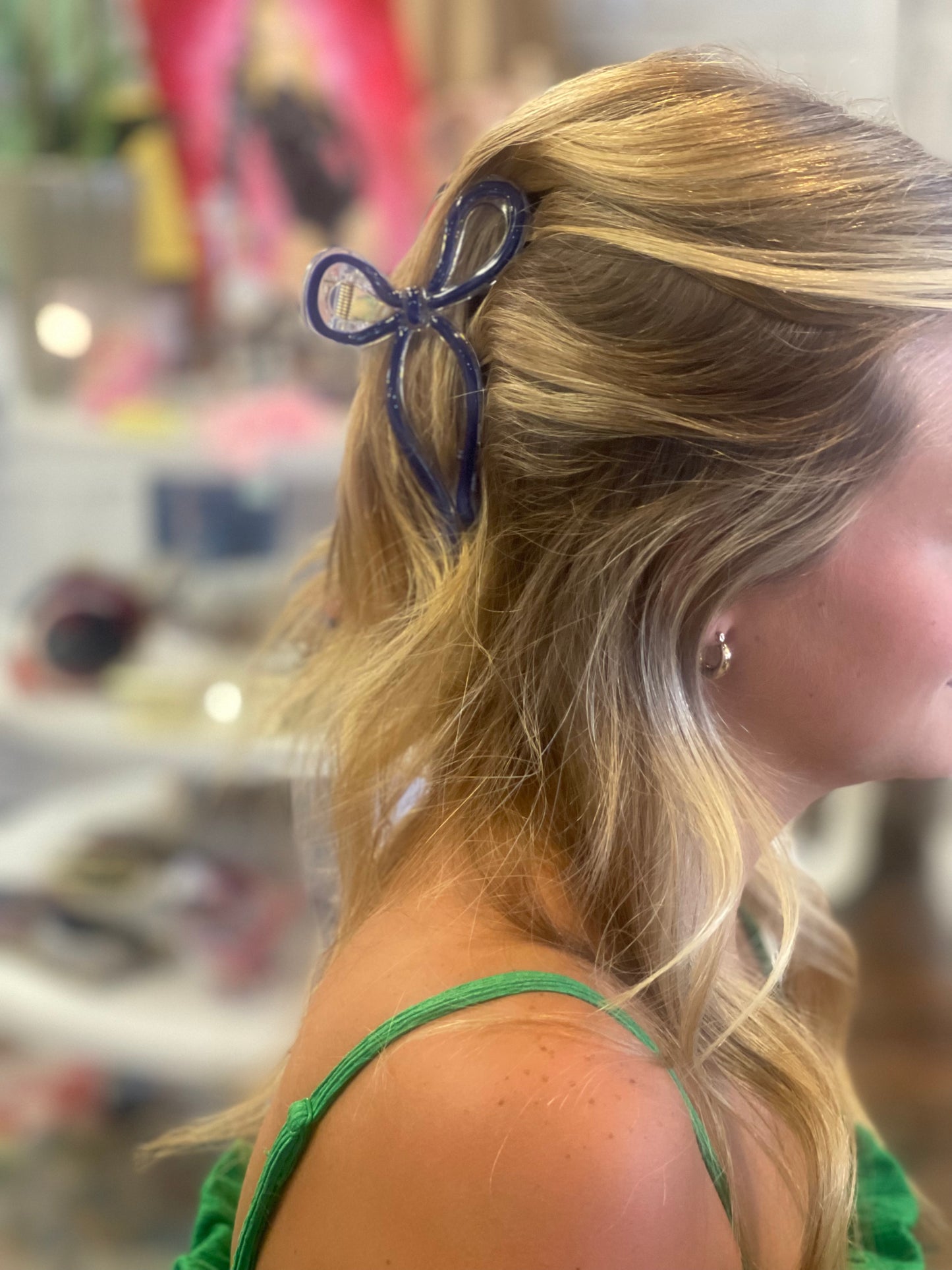 Navy Bow Clip