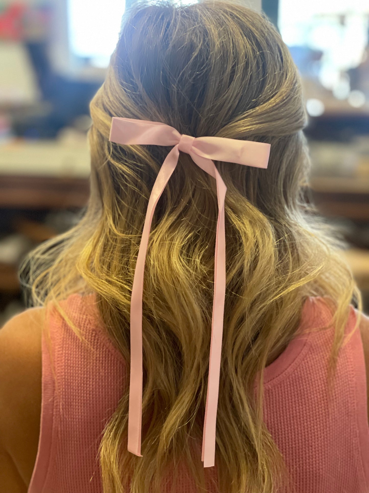 Pink Satin Long Bow