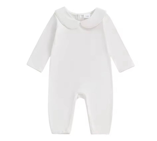 White Boy Collared Romper