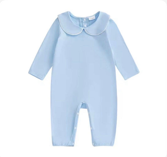 Baby Blue Boy Collared Romper
