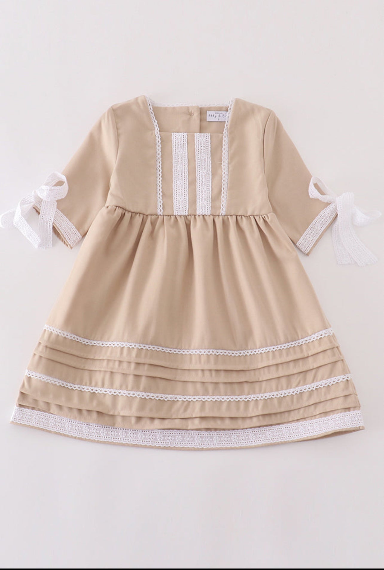 Premium Sand Lace Ruffle Dress