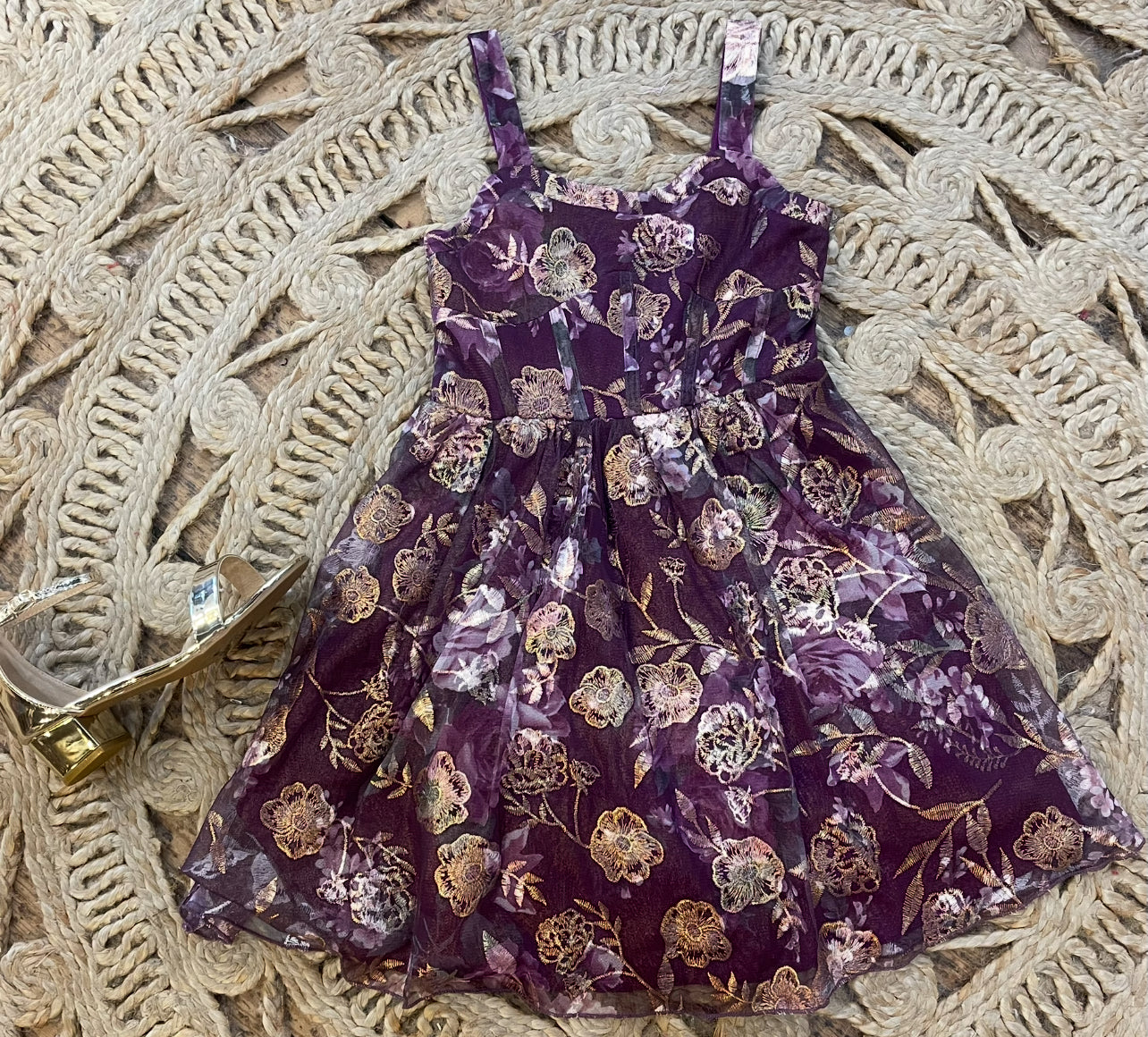 Floral Print Mesh Party Dress