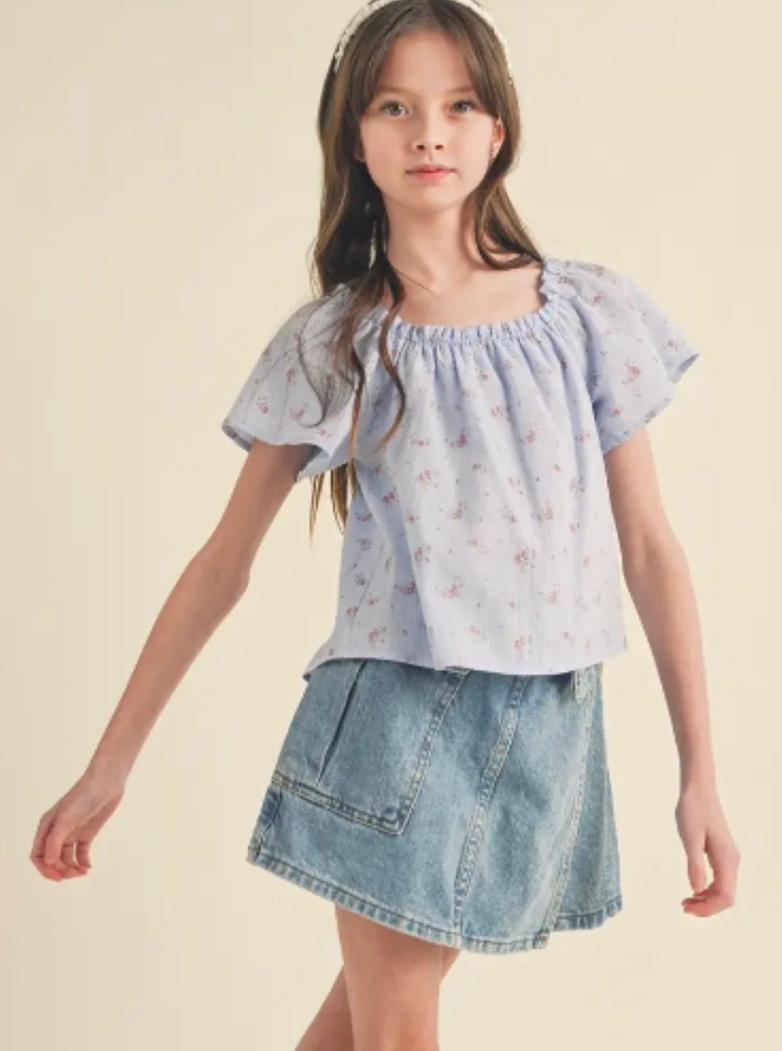 Light Blue Floral Top
